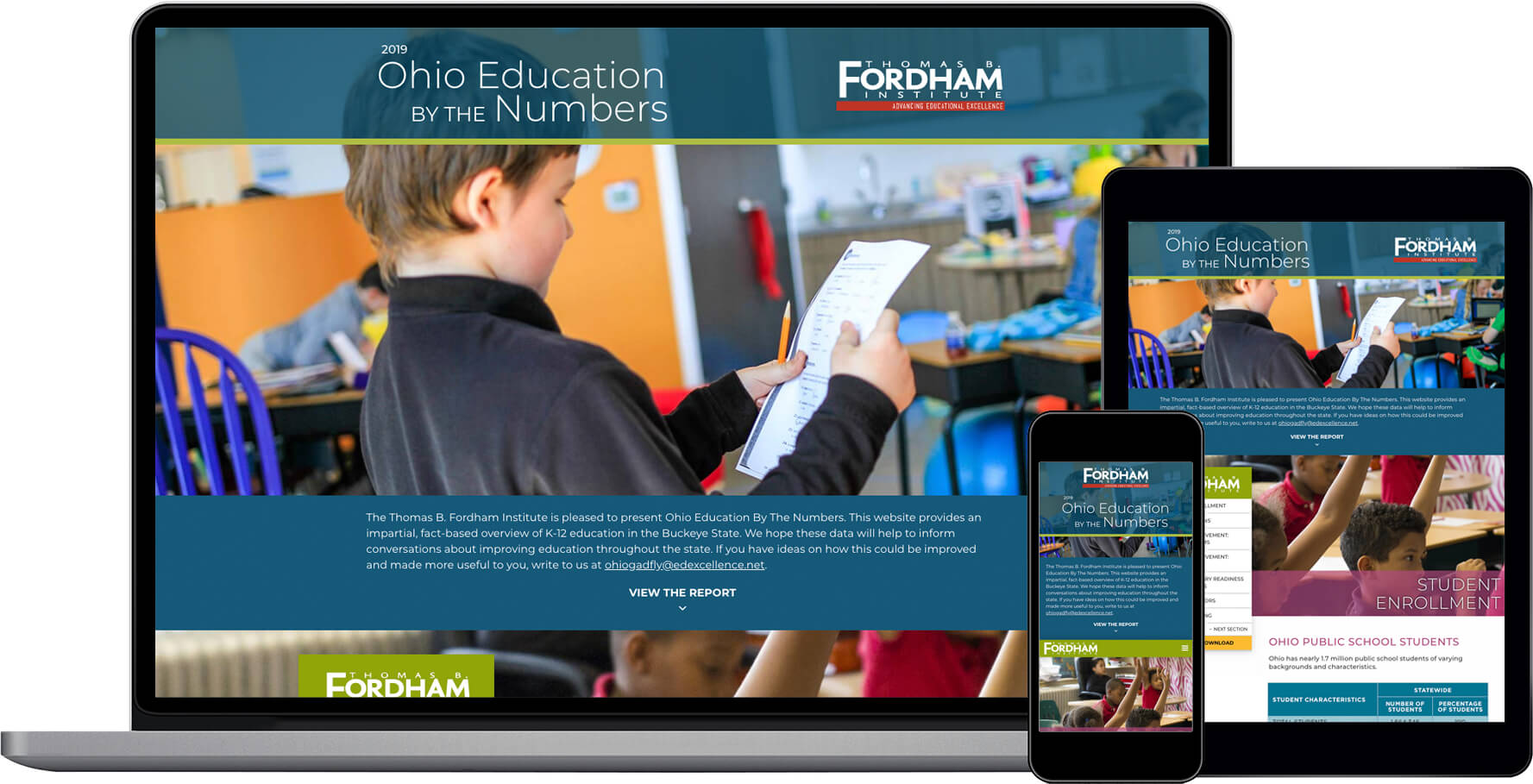 Washington, DC based Thomas B Fordham Institute - Ohio by the Numbers Responsive Website Design