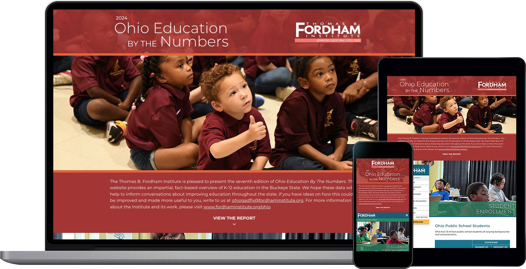 Washington, DC based Thomas B Fordham Institute - Ohio by the Numbers Responsive Website Design